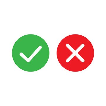 Vector image set tick and cross sign.Yes and no button.Checkmark icons.
