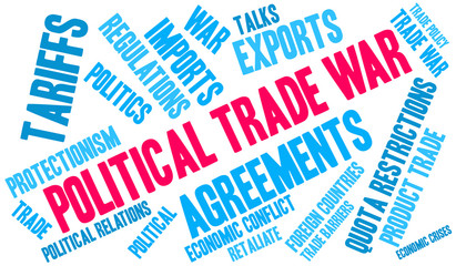 Fototapeta premium Political Trade War Word Cloud on a white background. 