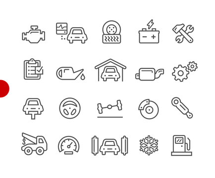 Car Service Icons // Red Point Series - Vector line icons for your digital or print projects.