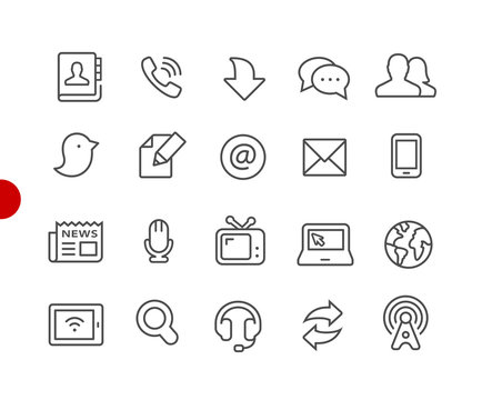 Communications Icons // Red Point Series - Vector line icons for your digital or print projects.