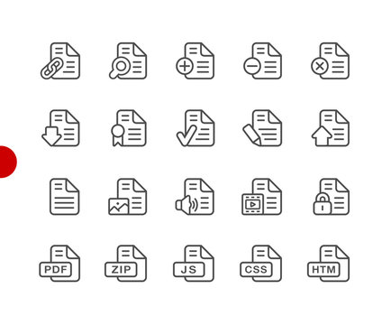 Documents Icons - Set 1 of 2 // Red Point Series - Vector line icons for your digital or print projects.