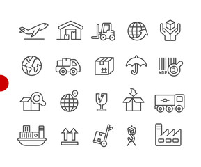 Industry and Logistics Icons // Red Point Series - Vector line icons for your digital or print projects.