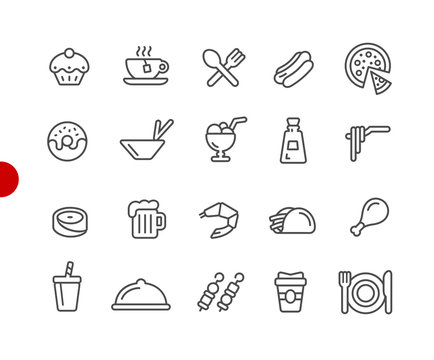 Food Icons - Set 2 of 2 // Red Point Series - Vector line icons for your digital or print projects.
