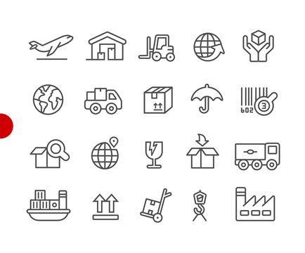 Industry and Logistics Icons // Red Point Series - Vector line icons for your digital or print projects.