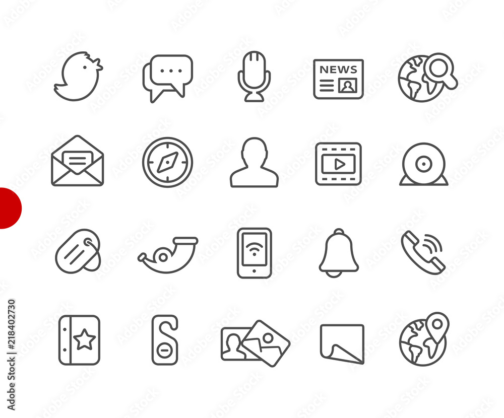 Wall mural social media icons // red point series - vector line icons for your digital or print projects.