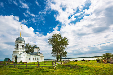 Orthodox Church in honor of the Holy apostles Peter and Paul. Chingisy, Novosibirsk oblast, Russia