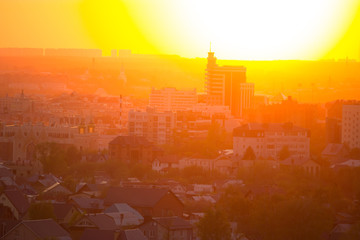 Sunset over the city. russia Kazan city