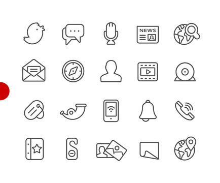 Social Media Icons // Red Point Series - Vector line icons for your digital or print projects.