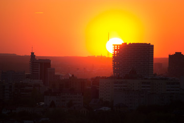 Sunset over the city. russia Kazan city