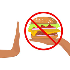 Regecting fast food card on a white background