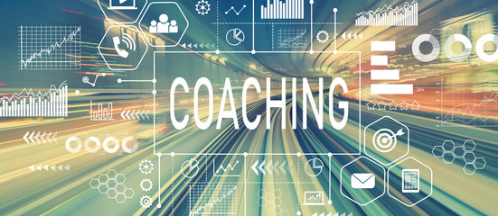 Coaching with abstract high speed technology POV motion blurred image