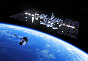 Crew Exploration Vehicle Is Preparing To Dock With International Space Station