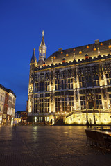 Naklejka premium Aachen Town Hall At Night, Germany
