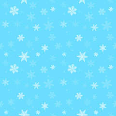 Snowflakes on blue background. Seamless pattern. Vector illustration