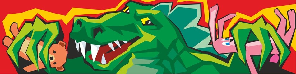 Cartoon Godzilla. Vector illustration for Claw Machine