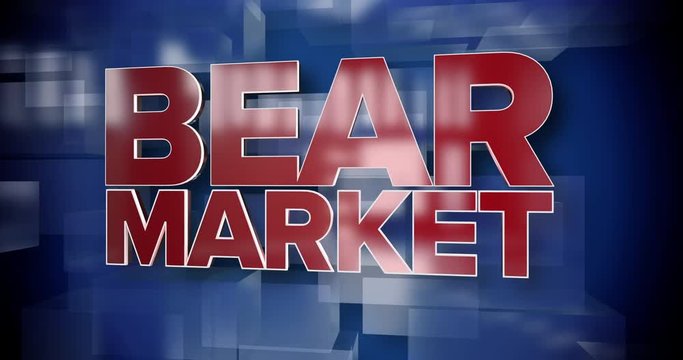 A red and blue dynamic 3D Bear Market title page background animation.  	
