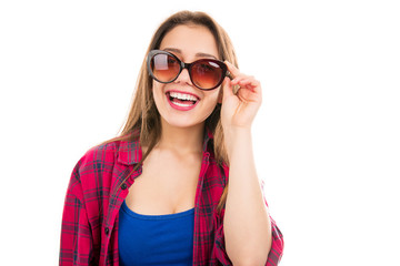 Naklejka premium Trendy modern woman in sunglasses