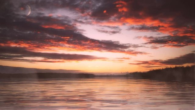 Fiery Sunset Landscape