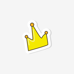 Print with a cartoon crown in the style of pop art. Vector illustration. Fashionable design of clothes for girls. Sticker, badge, patch.