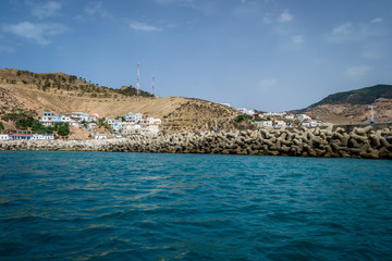 Jebha island and waves and rocks