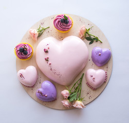 mousse cake in the shape of the heart
