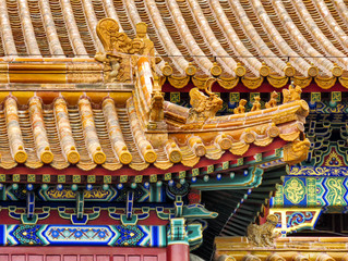 Fototapeta na wymiar Summer Palace rooftop ornament in detail, Beijing, China, Asia