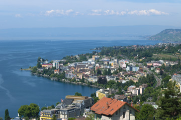Fototapeta na wymiar Blick auf Montreux, Kanton Waadt, Schweiz