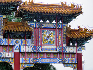 Summer Palace Gate ornaments in detail at Summer Palace, Beijing, China