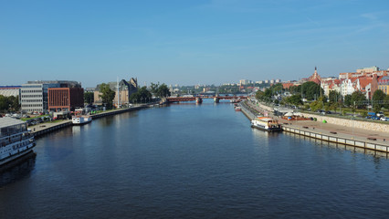 Fototapeta premium Szczecin, View of the Odra river and historical architecture
