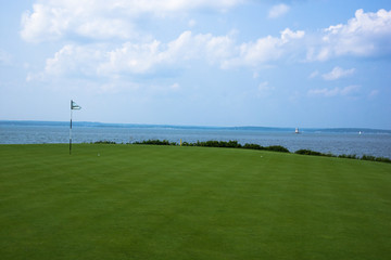 Views of Latimer, the seventh hole on the Fishers Island Club golf course