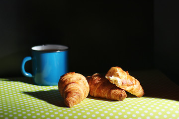 Croissants and mug of tea