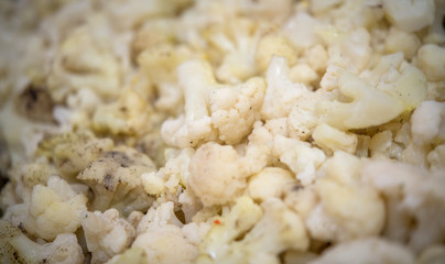 Grilled cauliflower, close up background fullscreen