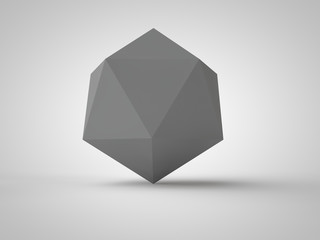 3d rendering, Image polyhedron gray on a white background