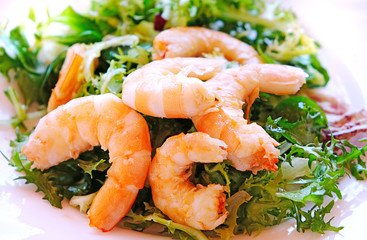 Shrimps & green salad