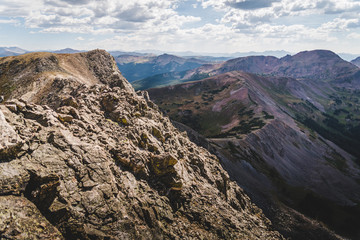 Scenic view from the top of Buffalo Mountain near Silverthorne, Colorado. 