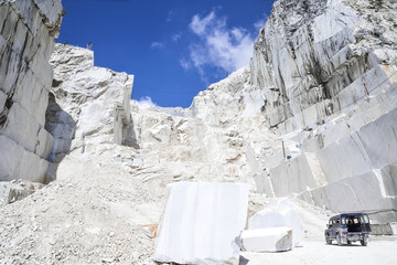 Carrara marble. Quarry on the Apuan Alps, Tuscany, Italy