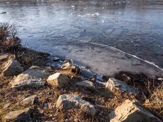 frozen lake in winter