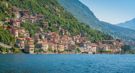 Fototapeta na wymiar Colonno, colorful village overlooking Lake Como, Lombardy, Italy.