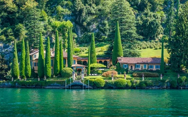 Stof per meter Villa La Cassinella in Ossuccio, mooi dorp aan het Comomeer, Lombardije, Italië. © e55evu