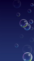 ubble with Hologram Reflection. Set of Realistic Water or Soap Bubbles for Your Design.
