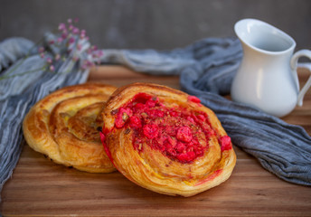 Rose and Rasin Spiral Pastry Still Life