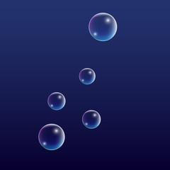 ubble with Hologram Reflection. Set of Realistic Water or Soap Bubbles for Your Design.