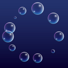 ubble with Hologram Reflection. Set of Realistic Water or Soap Bubbles for Your Design.