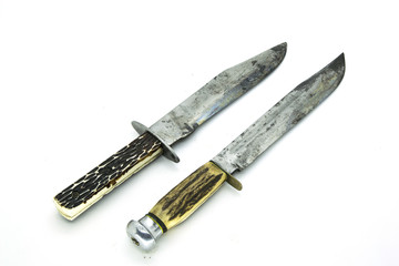 Studio shot of Old Dagger Knifes isolated in white background