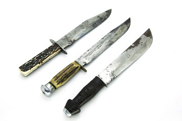 Studio shot of Old Dagger Knifes isolated in white background