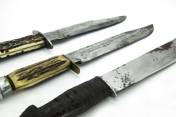 Studio shot of Old Dagger Knifes isolated in white background