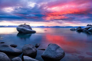 Fotobehang Bonsai Bonsai Rock Sunset, Lake Tahoe, NV  © XIN
