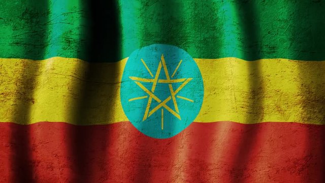 Ethiopia vintage flag waving in the wind