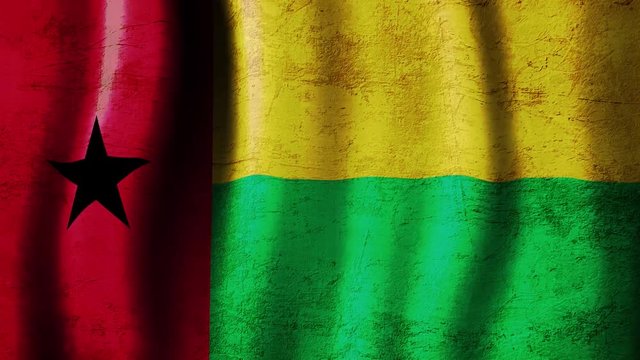 Guinea bissau vintage flag waving in the wind
