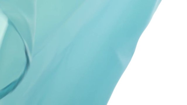 Blue flags are fluttering in front of the white background